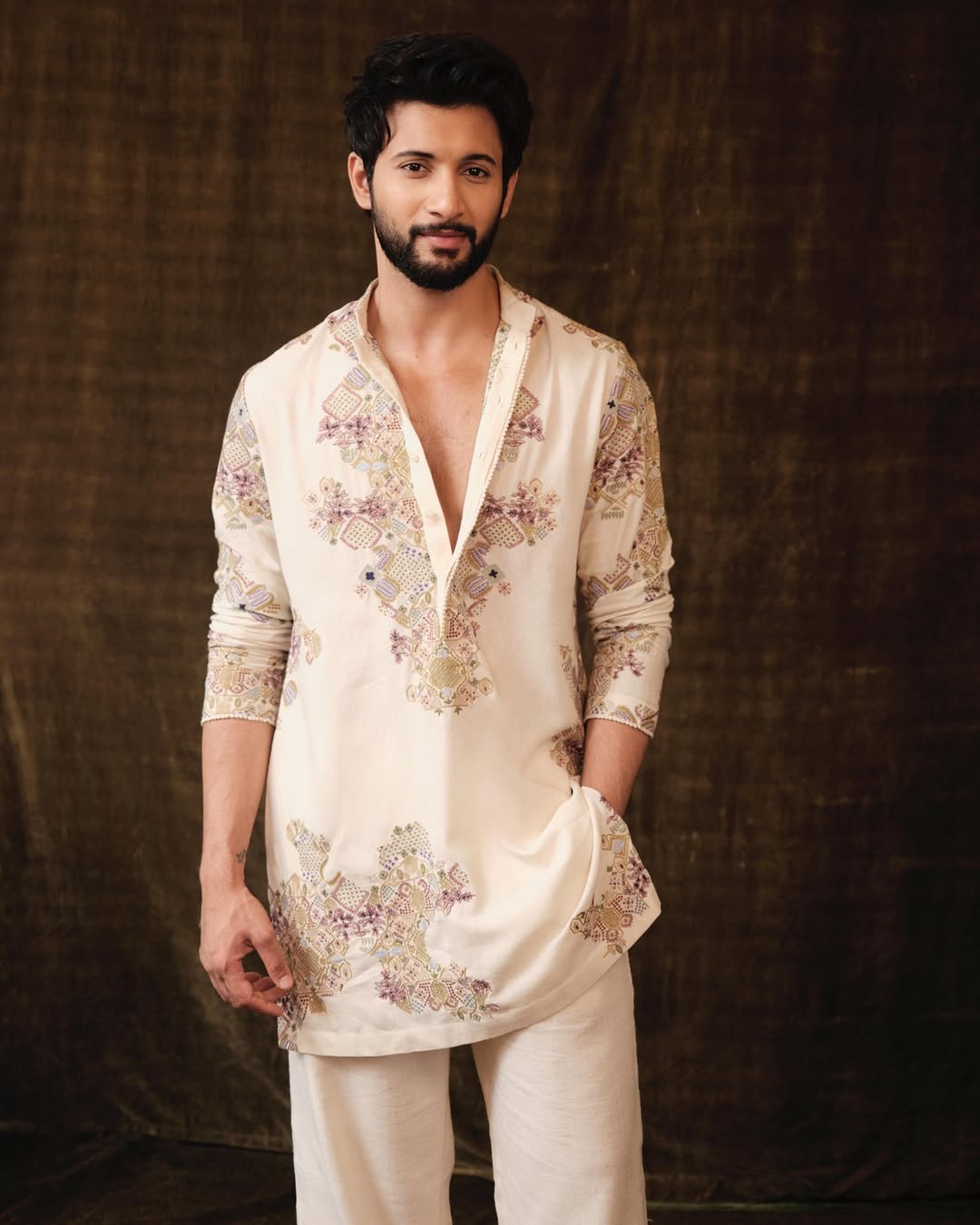 Ivory  Embroidered Kurta Pyjama Set