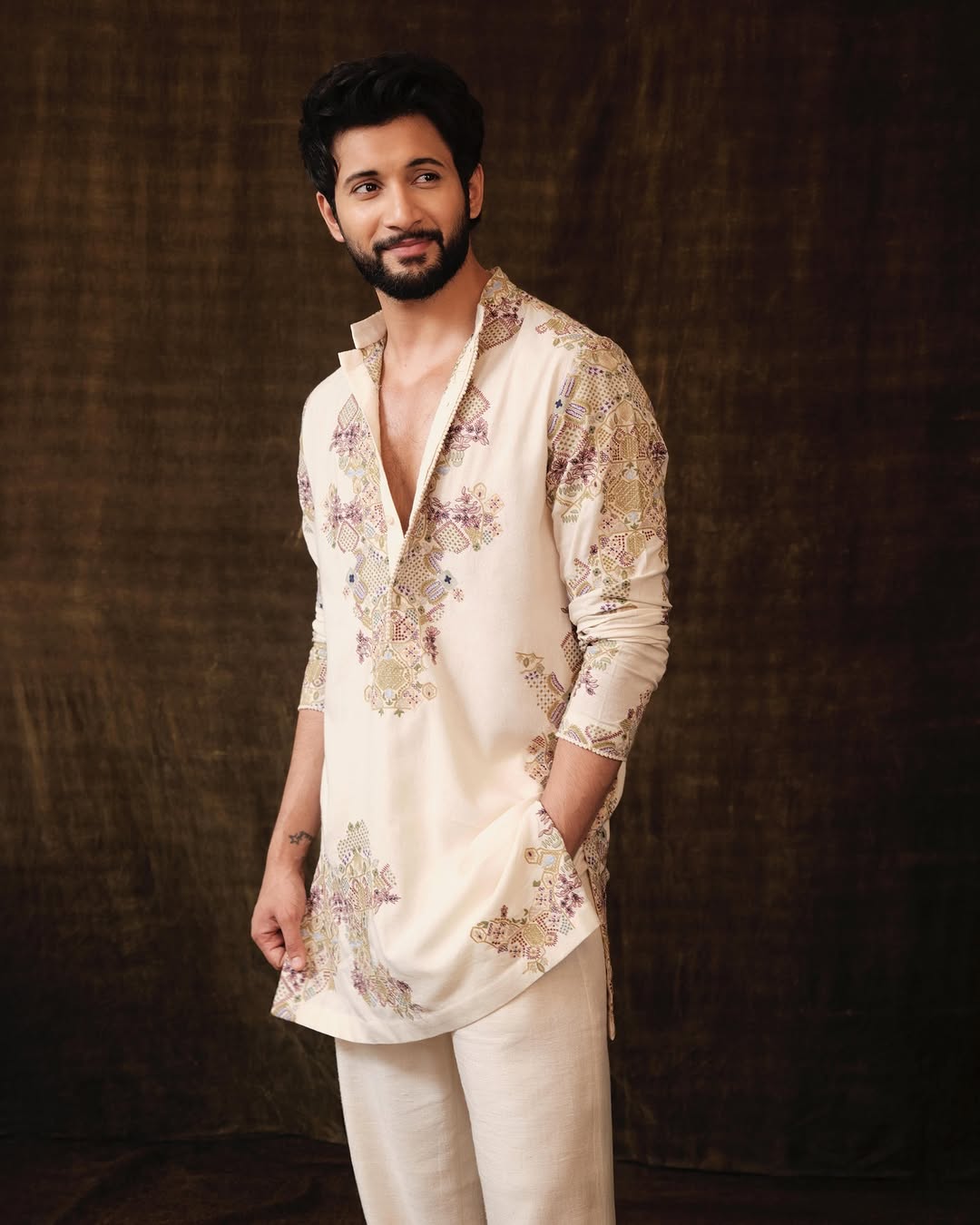Ivory  Embroidered Kurta Pyjama Set