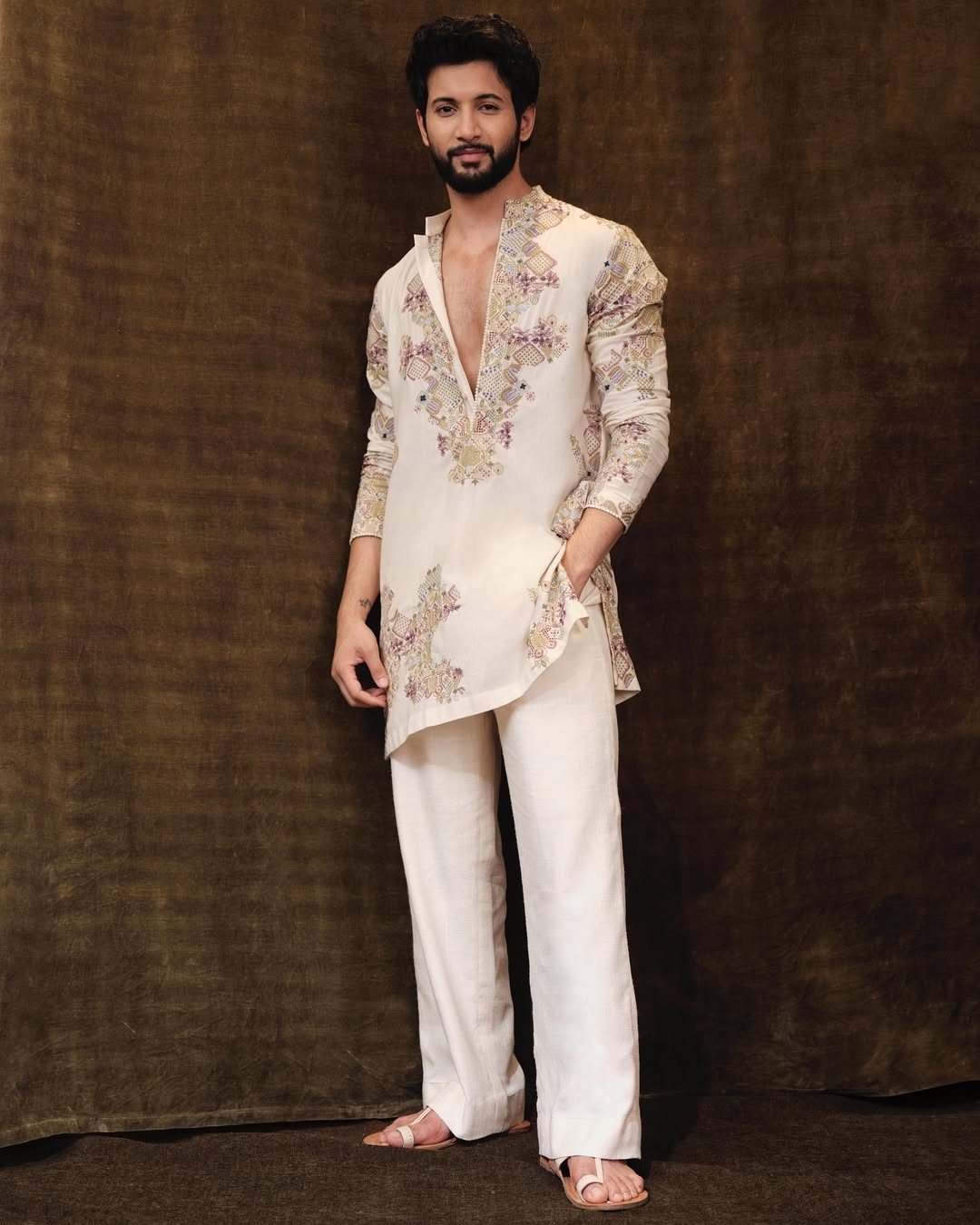 Ivory  Embroidered Kurta Pyjama Set