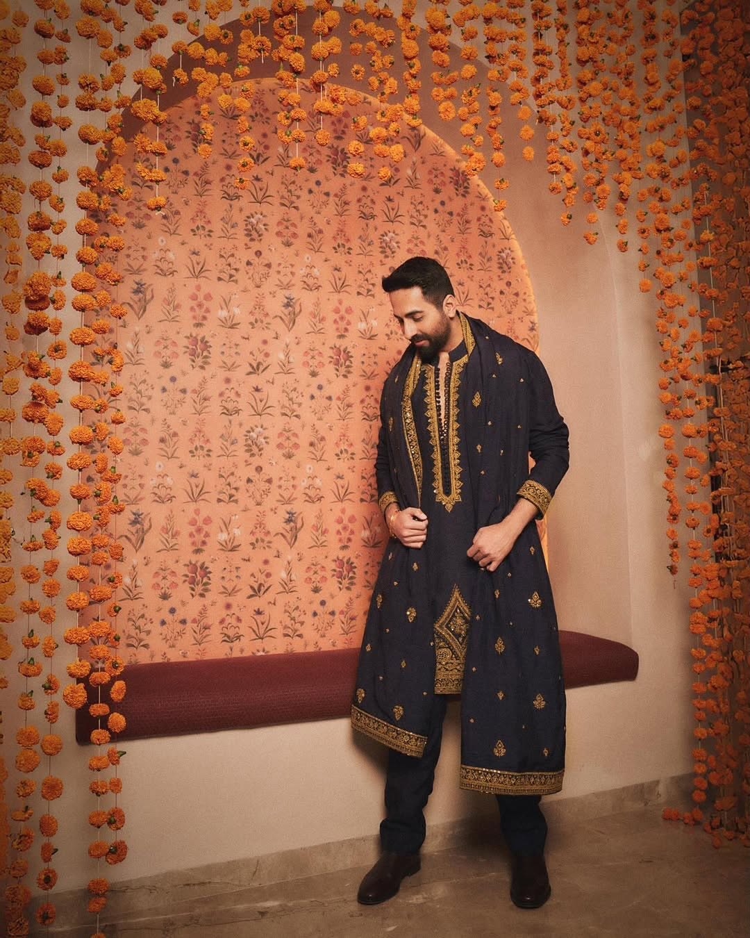 Midnight Black Royal Embroidered Kurta Set [A-edition]