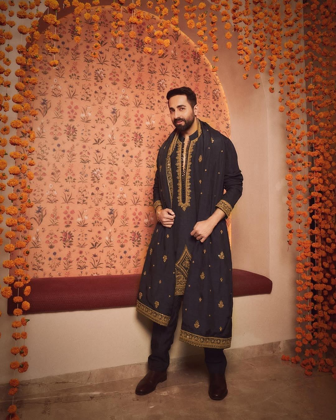 Midnight Black Royal Embroidered Kurta Set [A-edition]