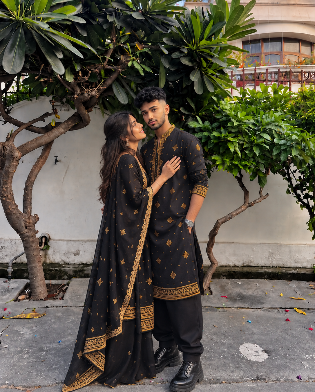 Midnight Black Royal Embroidered Kurta Set [A-edition]