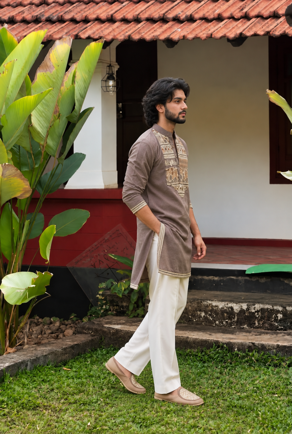Elephant Embroidery Kurta with Pyjama
