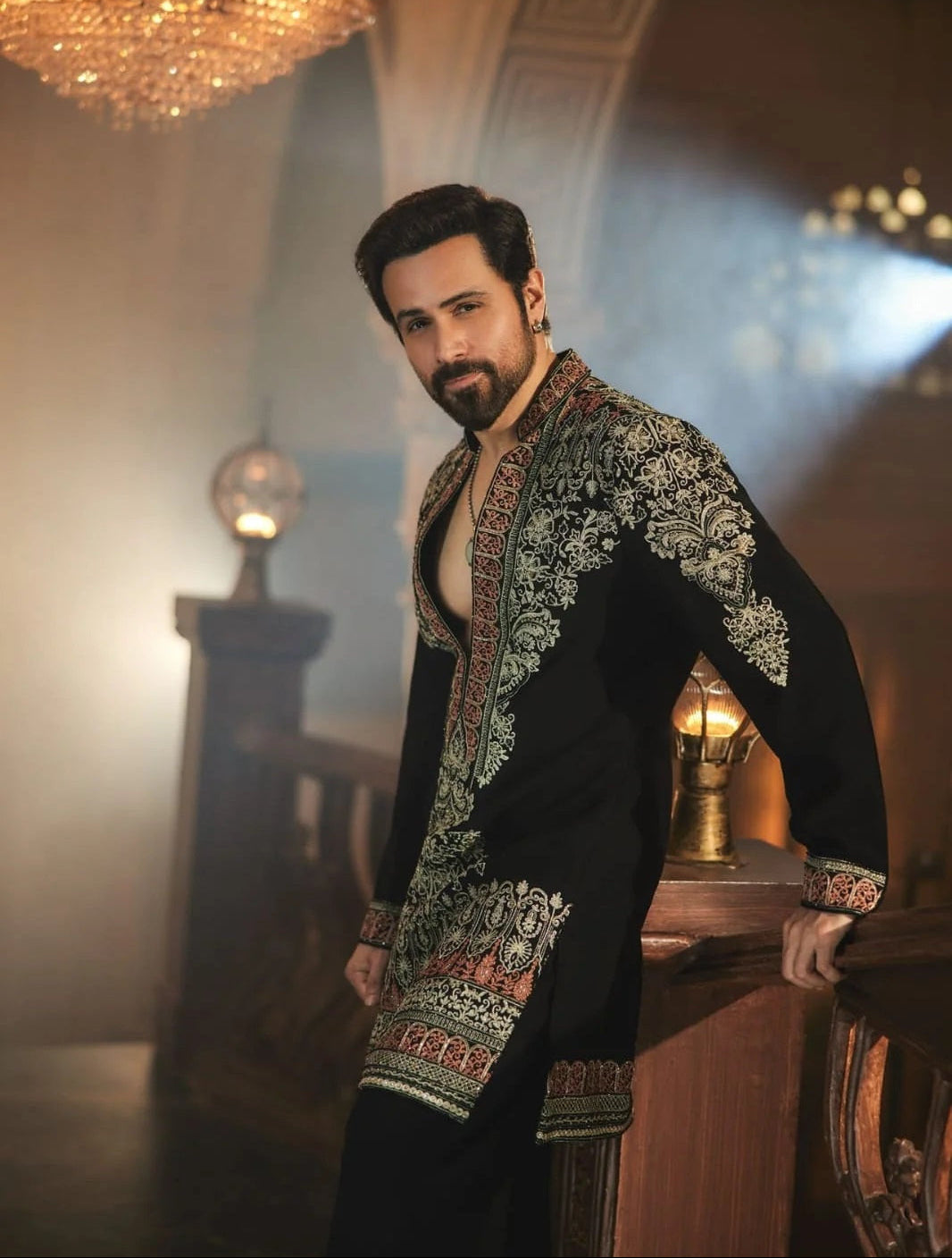 Black Ethnic Embroidered Designer Kurta Pant Set