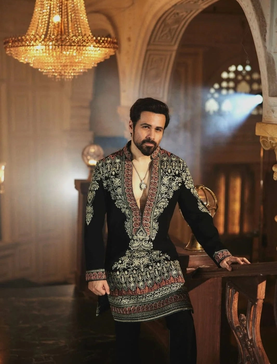 Black Ethnic Embroidered Designer Kurta Pant Set