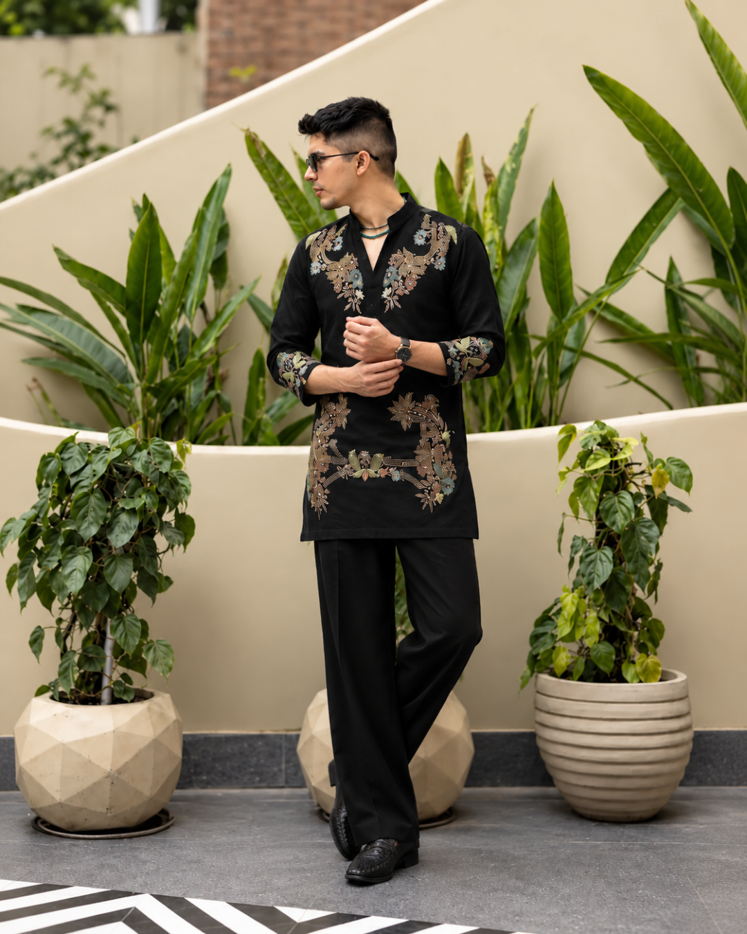 Black Embroidered Designer Kurta Set {k-adition}