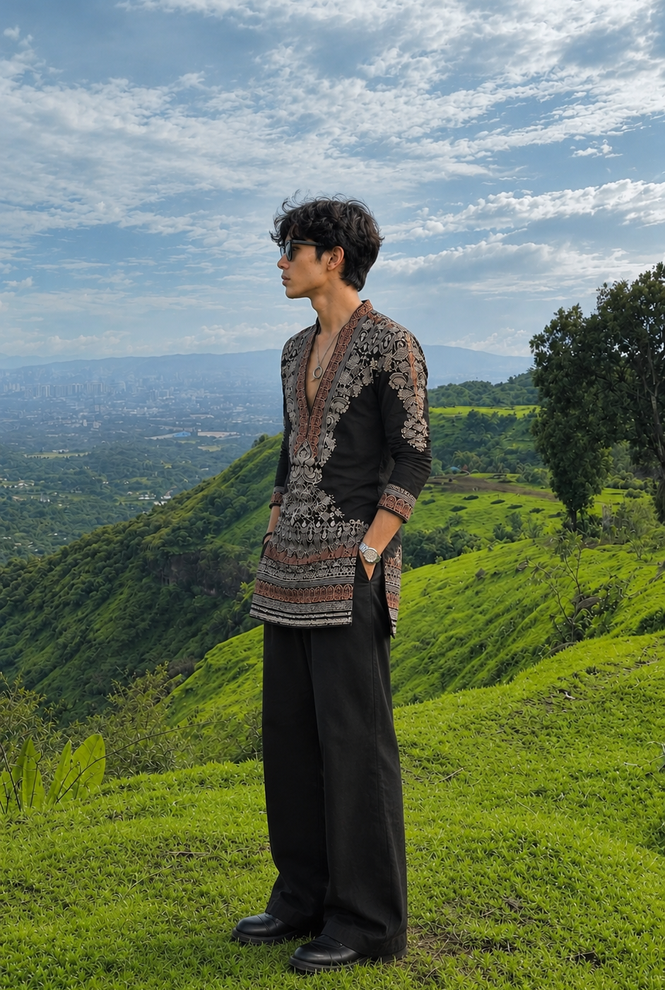Black Ethnic Embroidered Designer Kurta Pant Set