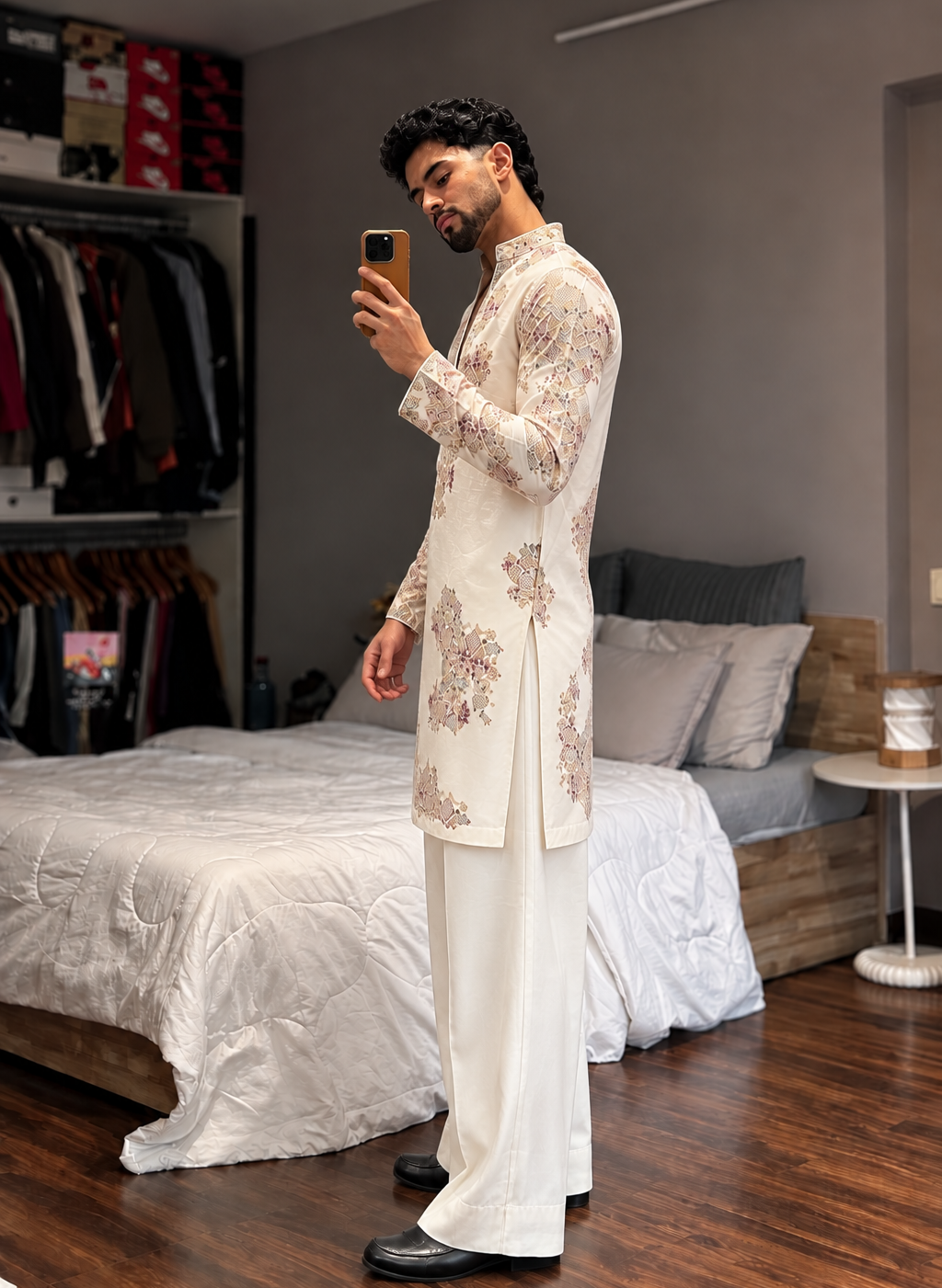 Ivory  Embroidered Kurta Pyjama Set