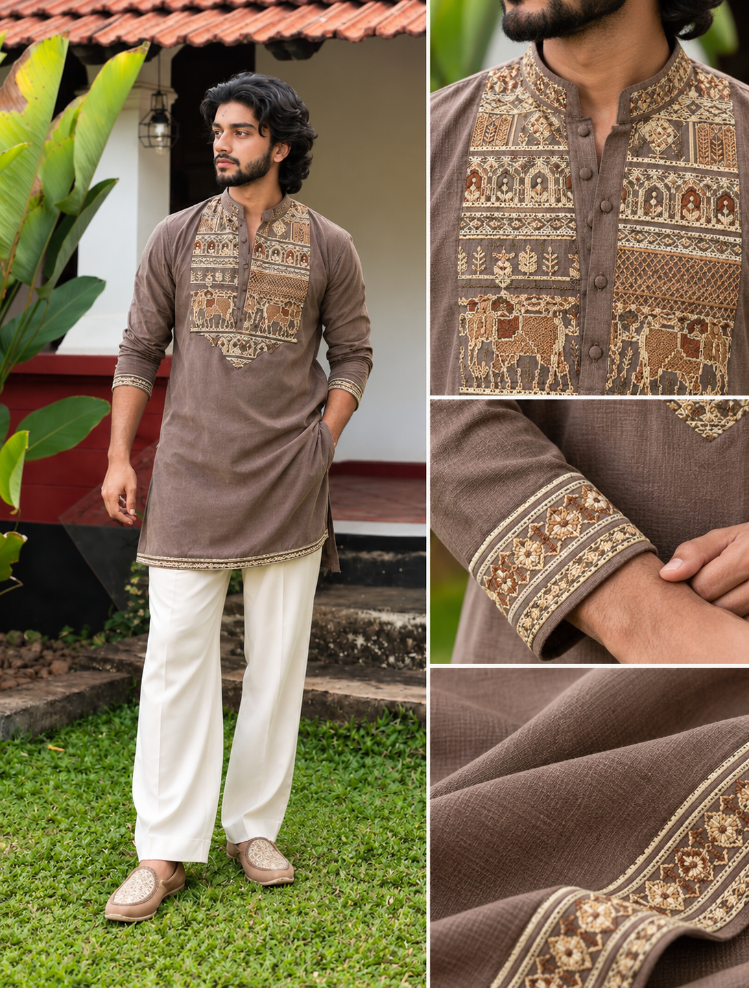 Elephant Embroidery Kurta with Pyjama