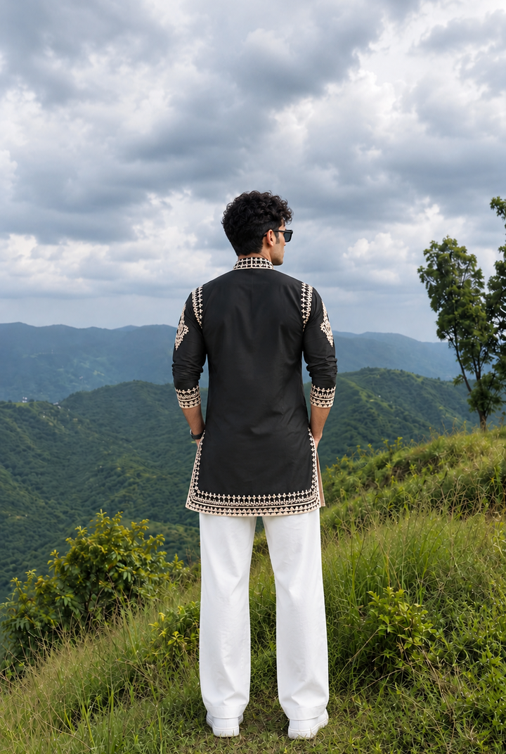 Olive Green Kurta Set with Embroidery