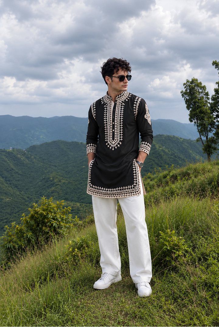 Olive Green Kurta Set with Embroidery