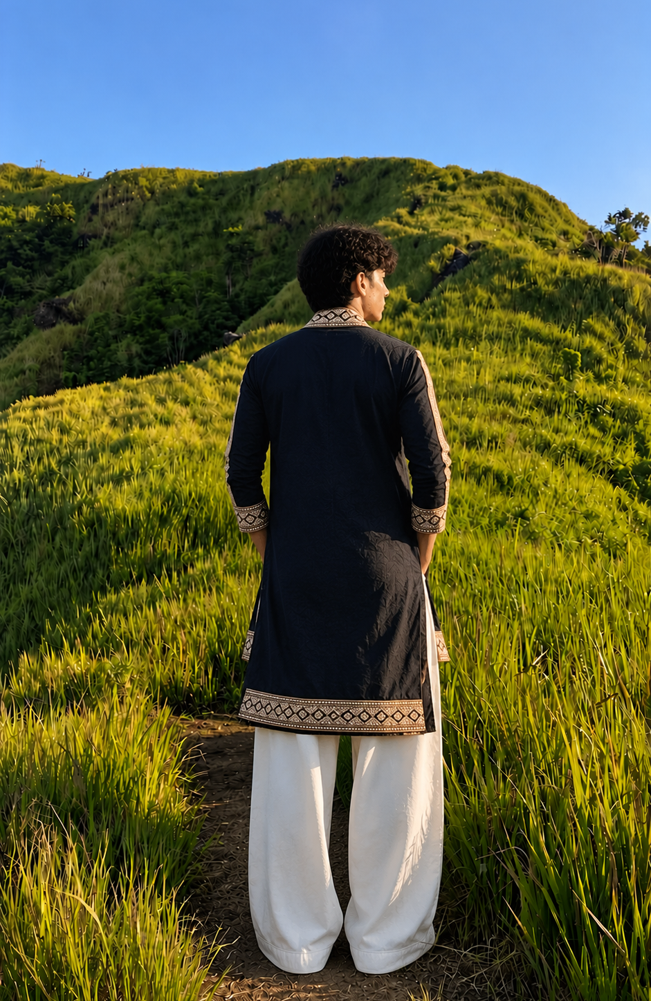 Neavy Blue Kurta Set With Dupatta Embroidery Work