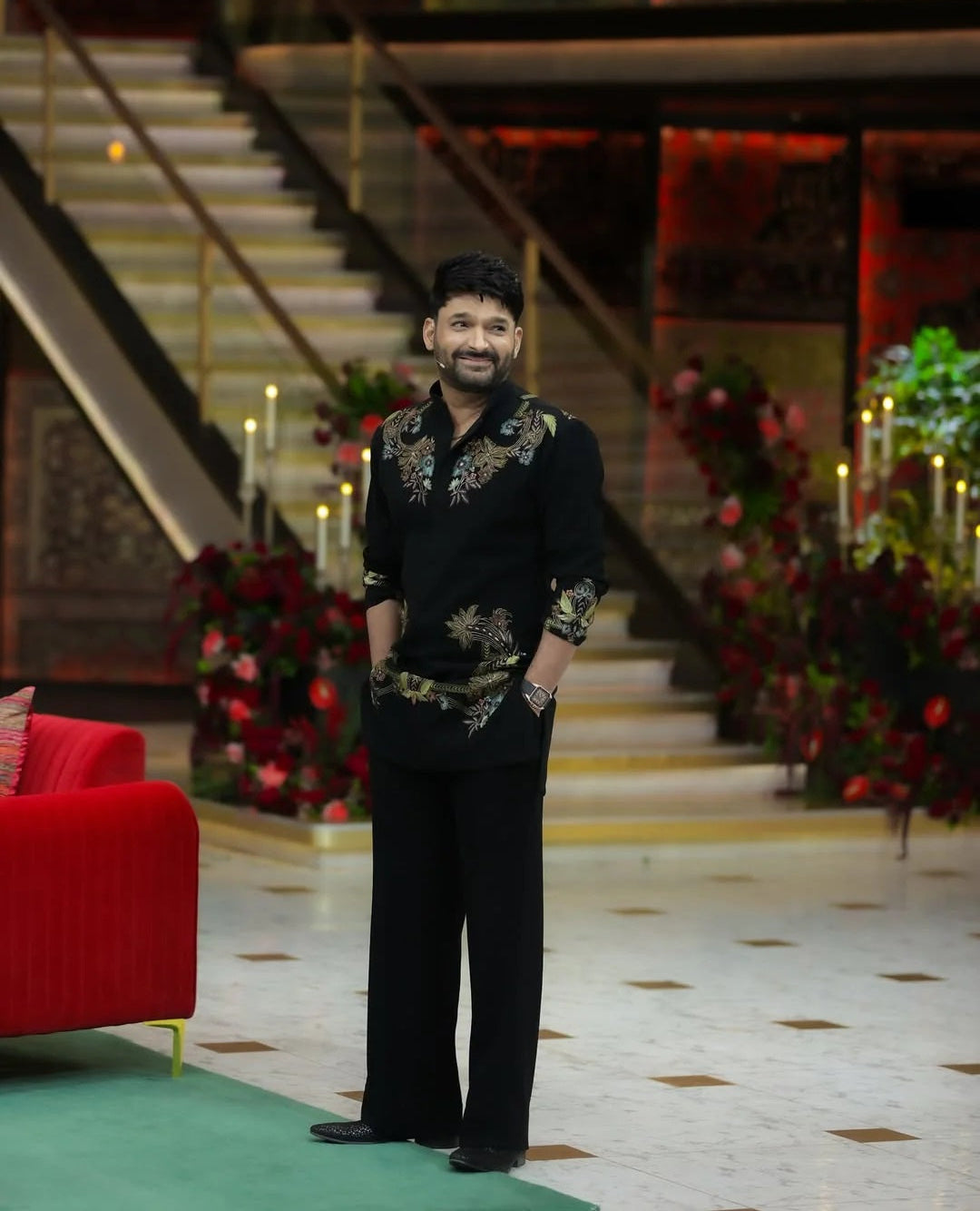 Black Embroidered Designer Kurta Set {k-adition}
