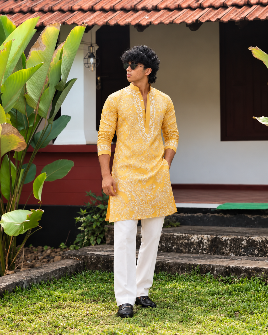 Yellow Ethnic Kurta Set Heavy Embroidered Work