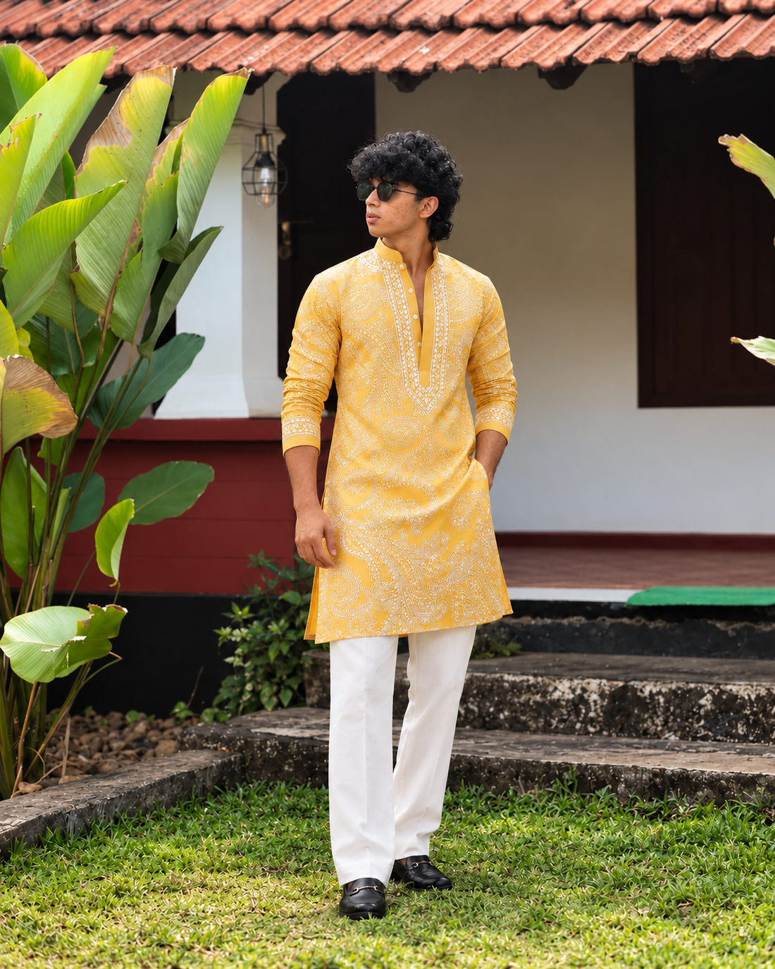 Yellow Ethnic Kurta Set Heavy Embroidered Work
