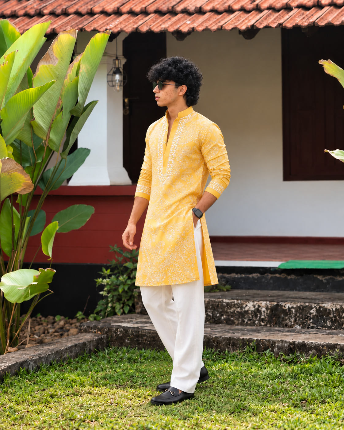 Yellow Ethnic Kurta Set Heavy Embroidered Work