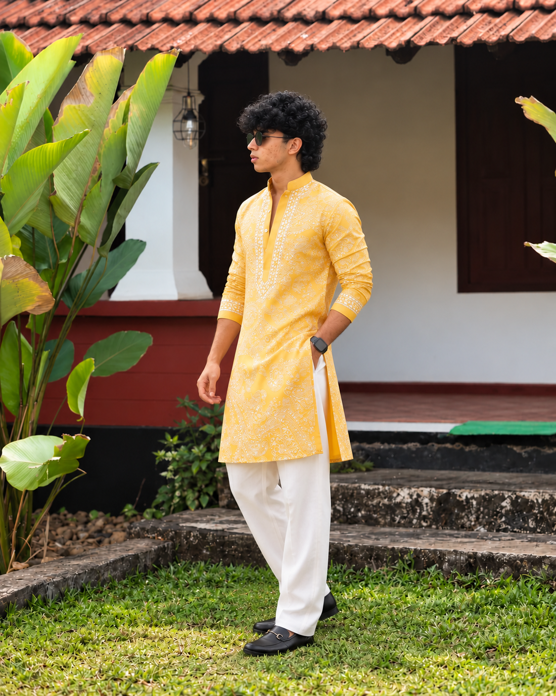 Yellow Ethnic Kurta Set Heavy Embroidered Work