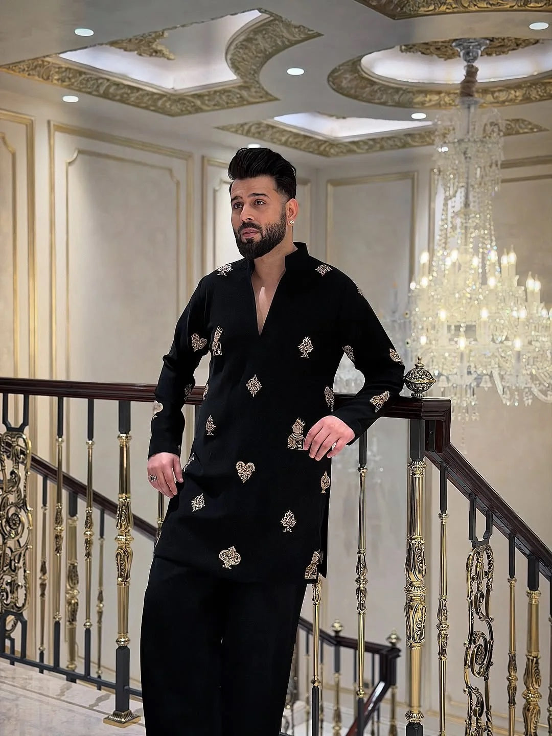 Black Rajarani Kurta with Embroidery Work