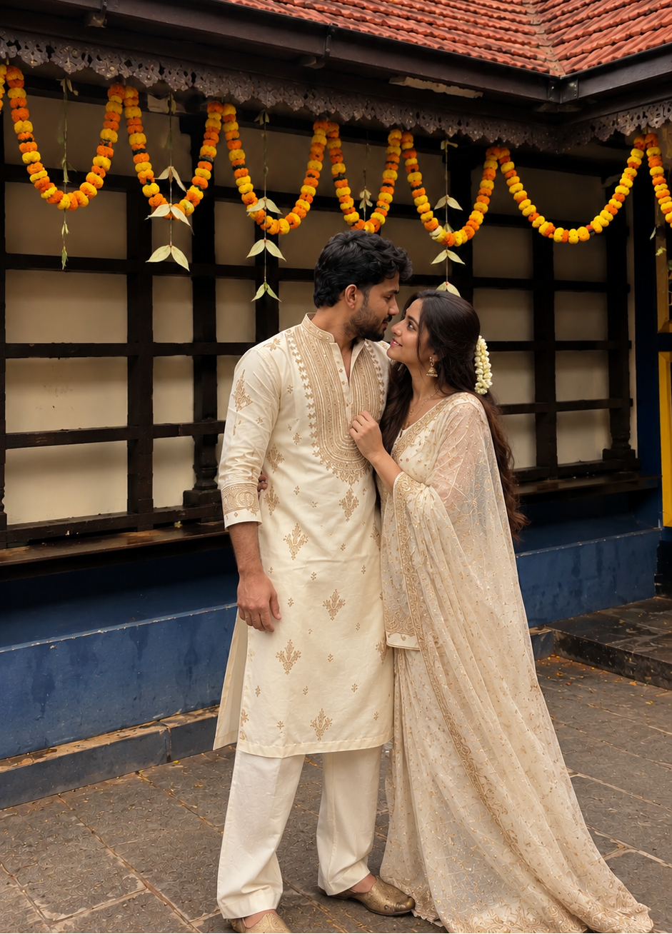 The Royal Cream Kurta Set Embroidery [R-Edition]