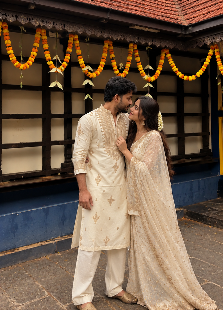 The Royal Cream Kurta Set Embroidery [R-Edition]