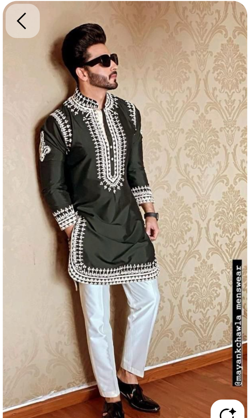Olive Green Kurta Set with Embroidery